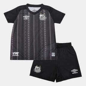 Kit Santos Infantil III 22/23 s/n° Torcedor Umbro - Chumbo+Preto