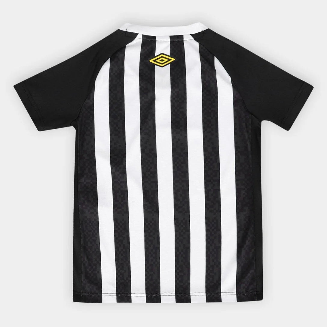 Kit Camisa Infantil Santos II 25/26 S/N Torcedor Umbro Masculina - Preto+Branco