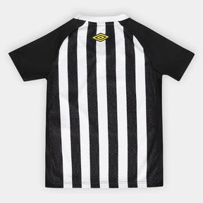 Kit Camisa Infantil Santos II 25/26 S/N Torcedor Umbro Masculina - Preto+Branco