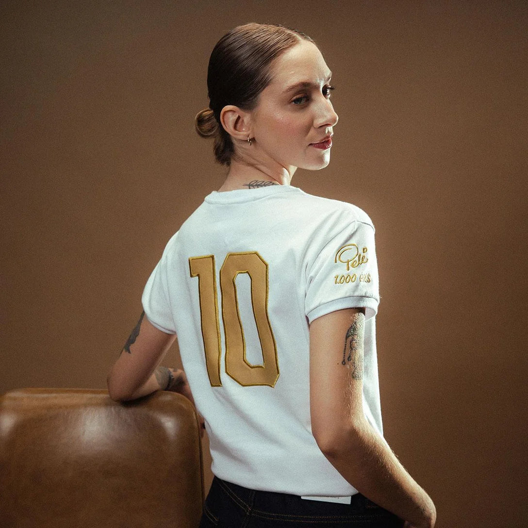 Camisa Santos Pelé Retrô Mil Gols Edição Limitada Branco Feminina - Branco