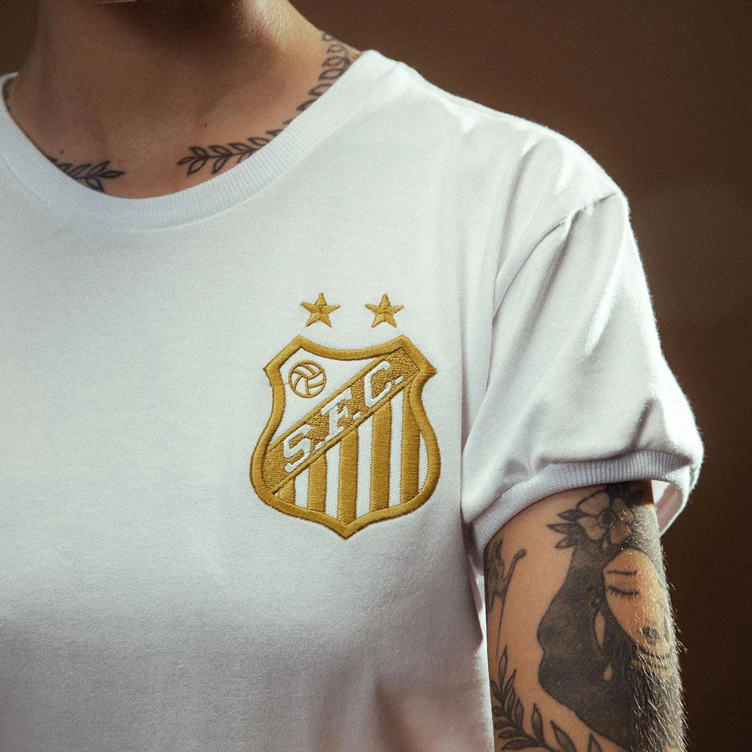 Camisa Santos Pelé Retrô Mil Gols Edição Limitada Branco Feminina - Branco