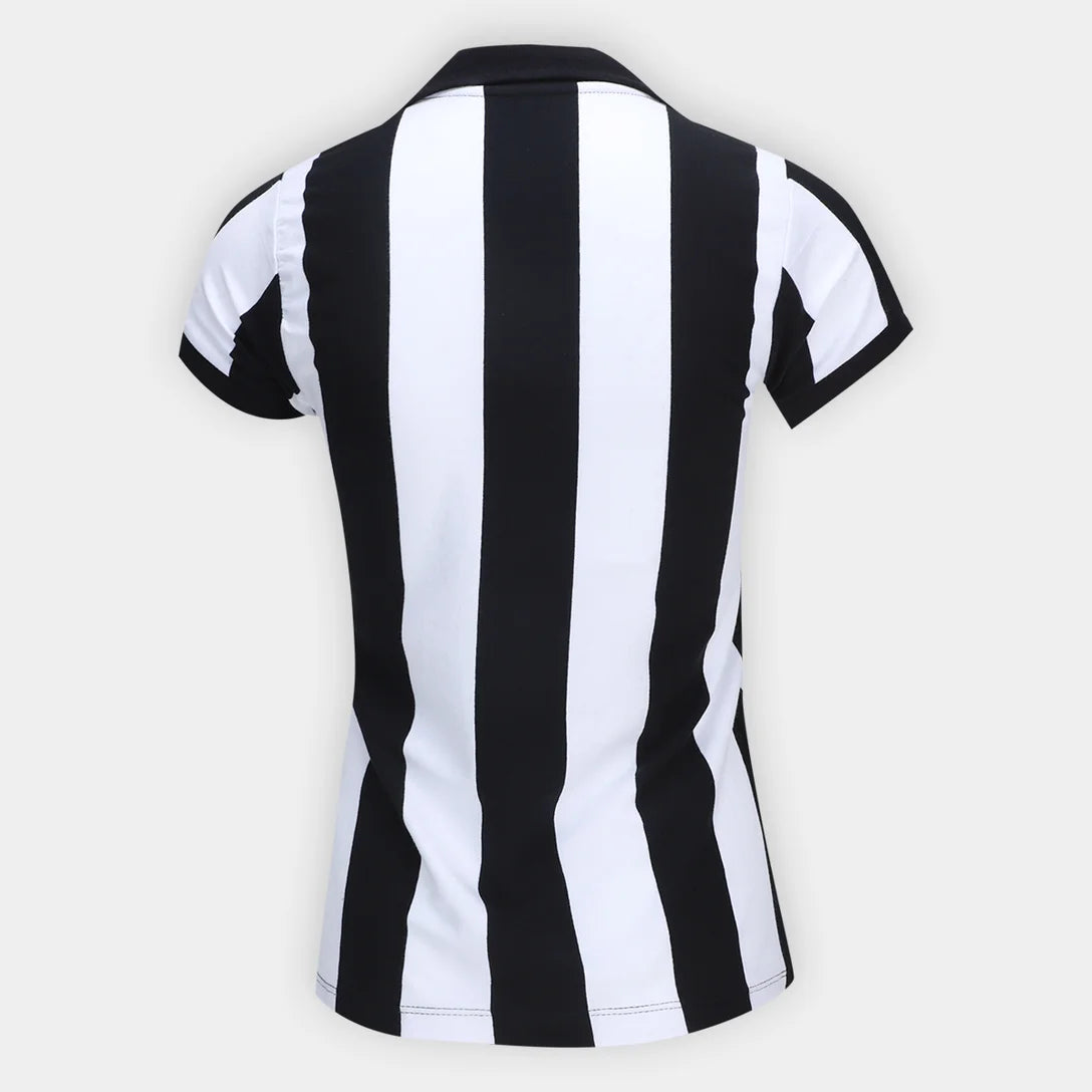 Camisa Santos 1963 Listrada Retrômania Feminina - Preto+Branco