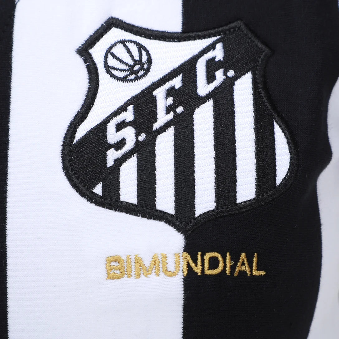 Camisa Santos 1963 Listrada Retrômania Feminina - Preto+Branco